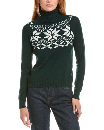 Sofiacashmere Fairisle Turtleneck Wool & Cashmere-blend Sweater In Green