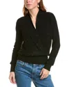 Sofiacashmere Faux Wrap Cashmere-blend Sweater In Black