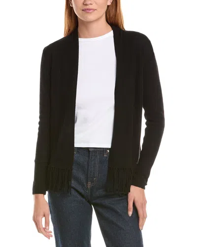 Sofiacashmere Fringe Wool & Cashmere-blend Cardigan In Black