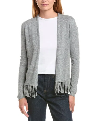 Sofiacashmere Fringe Wool & Cashmere-blend Cardigan In Gray
