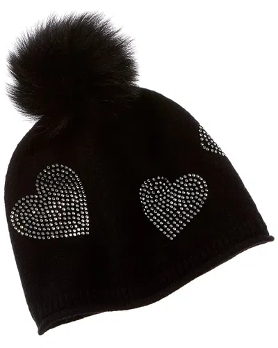 Sofiacashmere Heart Heatset Cashmere Hat In Black