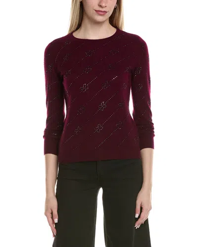 SOFIACASHMERE SOFIACASHMERE HEATSET DIAGONAL FLORAL WOOL & CASHMERE-BLEND SWEATER