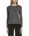 Sofiacashmere Heatset Diagonal Floral Wool & Cashmere-blend Sweater In Gray