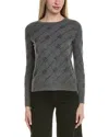 Sofiacashmere Heatset Diagonal Floral Wool & Cashmere-blend Sweater In Gray