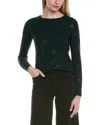 Sofiacashmere Heatset Diagonal Floral Wool & Cashmere-blend Sweater In Green