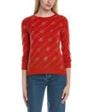 Sofiacashmere Heatset Diagonal Floral Wool & Cashmere-blend Sweater In Orange