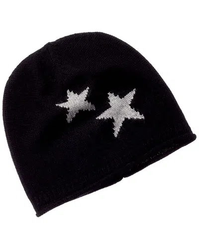 Sofiacashmere Intarsia Star Cashmere Beanie In Black