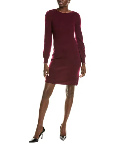 Sofiacashmere Jersey Femme Sleeve Boat Neck Cashmere Sweaterdress In Red
