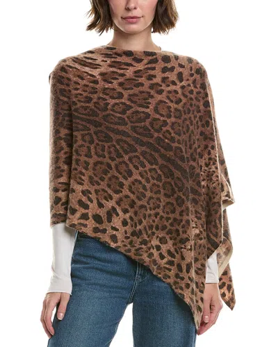 Sofiacashmere Leopard Print Wool & Cashmere-blend Poncho In Brown