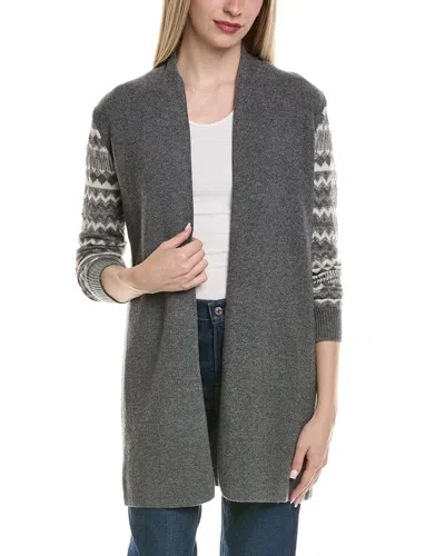 SOFIACASHMERE SOFIACASHMERE LUREX FAIRISLE OPEN WOOL & CASHMERE-BLEND CARDIGAN
