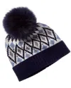 Sofiacashmere Lurex Fairisle Wool & Cashmere-blend Hat In Black