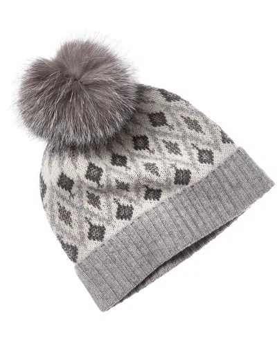 Sofiacashmere Lurex Fairisle Wool & Cashmere-blend Hat In Grey