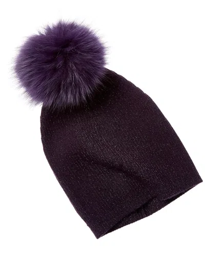 Sofiacashmere Lurex Rib Cashmere Hat In Blue