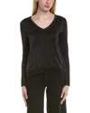 Sofiacashmere Lurex V-neck Wool & Cashmere-blend Sweater In Brown