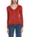 Sofiacashmere Lurex V-neck Wool & Cashmere-blend Sweater In Orange
