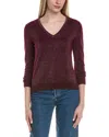 Sofiacashmere Lurex V-neck Wool & Cashmere-blend Sweater In Red