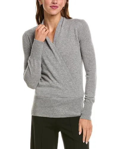 Sofiacashmere Modern Faux Wrap 100% Cashmere Sweater In Gray