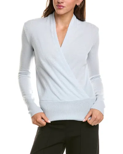 Sofiacashmere Modern Faux Wrap 100% Cashmere Sweater In Light Blue