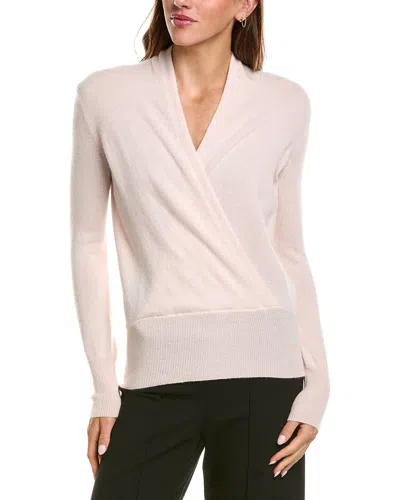 Sofiacashmere Modern Faux Wrap 100% Cashmere Sweater In Light Pink