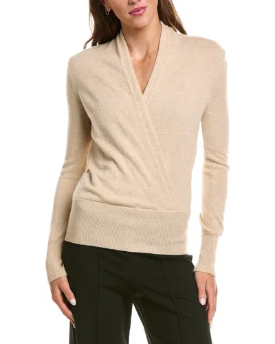 Sofiacashmere Modern Faux Wrap 100% Cashmere Sweater In Neutral