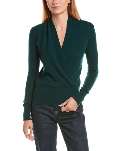 Sofiacashmere Modern Faux Wrap Cashmere Sweater In Green