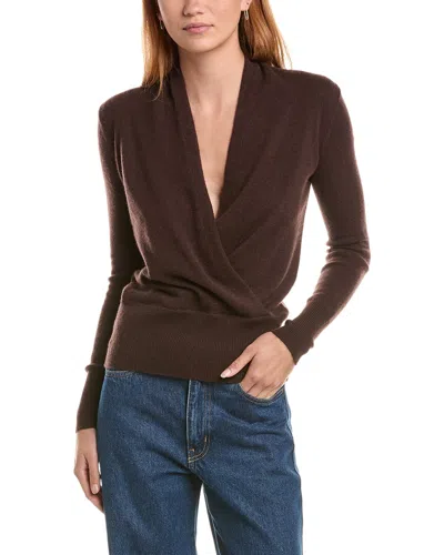 Sofiacashmere Modern Faux Wrap Cashmere Sweater In Burgundy