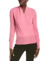 SOFIACASHMERE SOFIACASHMERE MODERN FAUX WRAP CASHMERE SWEATER