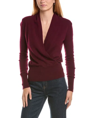 Sofiacashmere Modern Faux Wrap Cashmere Sweater In Burgundy
