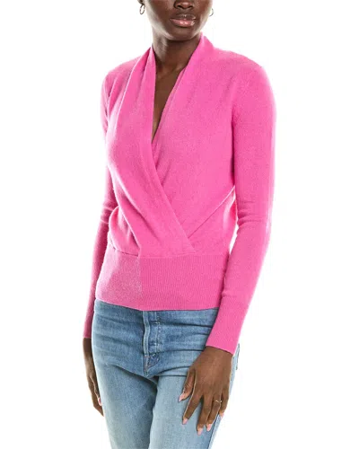 Sofiacashmere Modern Faux Wrap Cashmere Sweater In Pink
