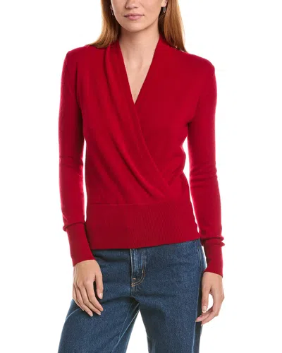 Sofiacashmere Modern Faux Wrap Cashmere Sweater In Red