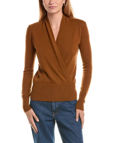 Sofiacashmere Modern Faux Wrap Cashmere Sweater In Brown