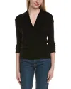 Sofiacashmere Modern Faux Wrap Wool & Cashmere-blend Sweater In Black