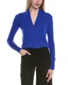 Sofiacashmere Modern Faux Wrap Wool & Cashmere-blend Sweater In Blue