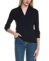 Sofiacashmere Modern Faux Wrap Wool & Cashmere-blend Sweater In Blue