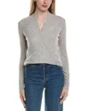 Sofiacashmere Modern Faux Wrap Wool & Cashmere-blend Sweater In Gray