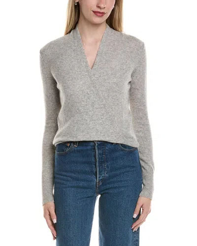 SOFIACASHMERE MODERN FAUX WRAP WOOL & CASHMERE-BLEND SWEATER