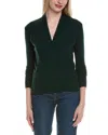 Sofiacashmere Modern Faux Wrap Wool & Cashmere-blend Sweater In Green