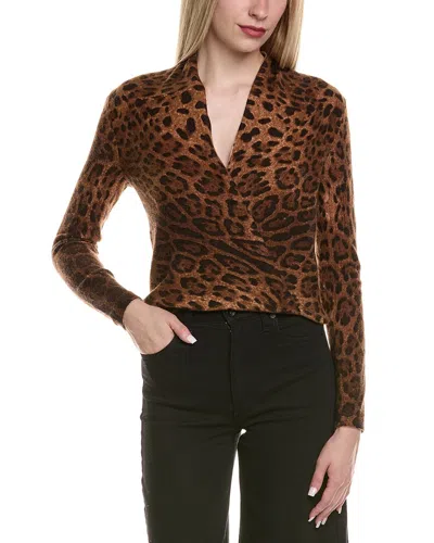 Sofiacashmere Modern Faux Wrap Wool & Cashmere-blend Sweater In Brown