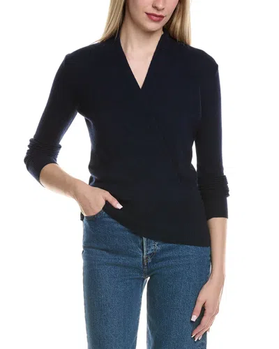 Sofiacashmere Modern Faux Wrap Wool & Cashmere-blend Sweater In Navy