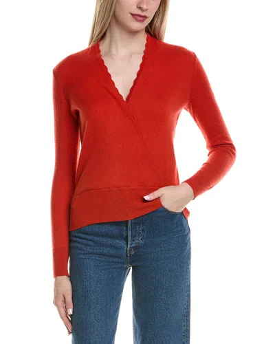 Sofiacashmere Modern Faux Wrap Wool & Cashmere-blend Sweater In Orange