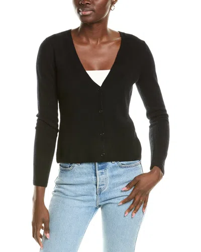 Sofiacashmere Modern V-neck Cashmere Cardigan In Black