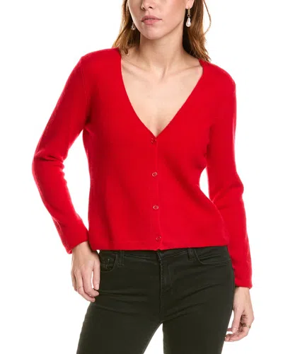 Sofiacashmere Modern V-neck Cashmere Cardigan In Red