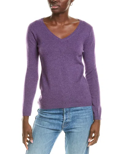 Sofiacashmere Modern V-neck Cashmere Sweater In Purple