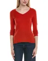 Sofiacashmere Modern V-neck Wool & Cashmere-blend Sweater In Red