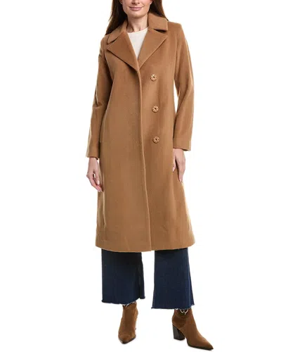 Sofiacashmere Notch Lapel Wool & Cashmere-blend Jacket In Brown