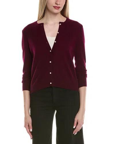 Sofiacashmere Pearl Bead Wool & Cashmere-blend Cardigan In Purple
