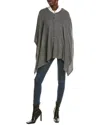 Sofiacashmere Pearl Trim Wool & Cashmere-blend Poncho In Grey