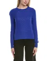 Sofiacashmere Pointelle Crewneck Wool & Cashmere-blend Sweater In Blue