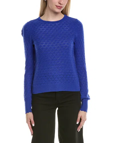 SOFIACASHMERE POINTELLE CREWNECK WOOL & CASHMERE-BLEND SWEATER
