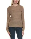 Sofiacashmere Pointelle Crewneck Wool & Cashmere-blend Sweater In Brown